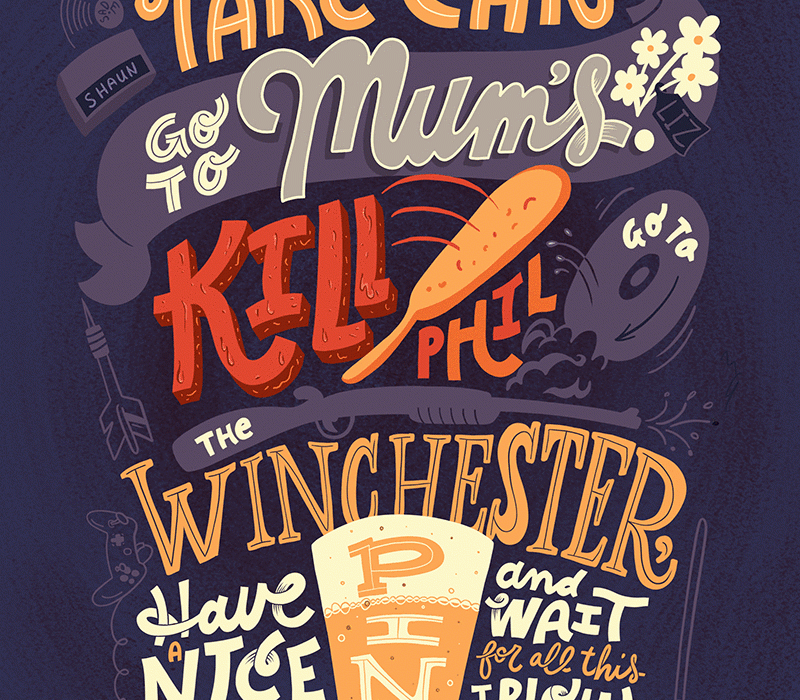 Hand lettering illustration from Shaun of the Dead movie