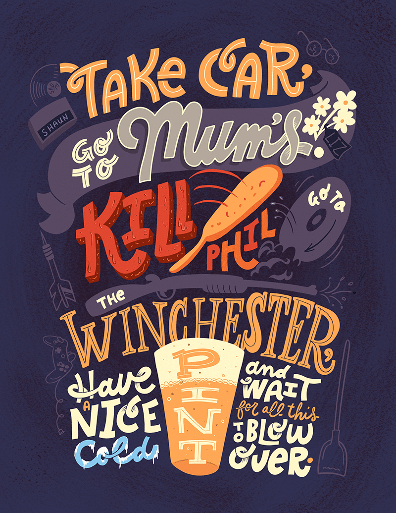 Movie and TV handlettering illustrations