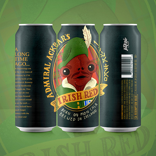Mockup of a craft beer label for Admiral Ackbar's Irish Red