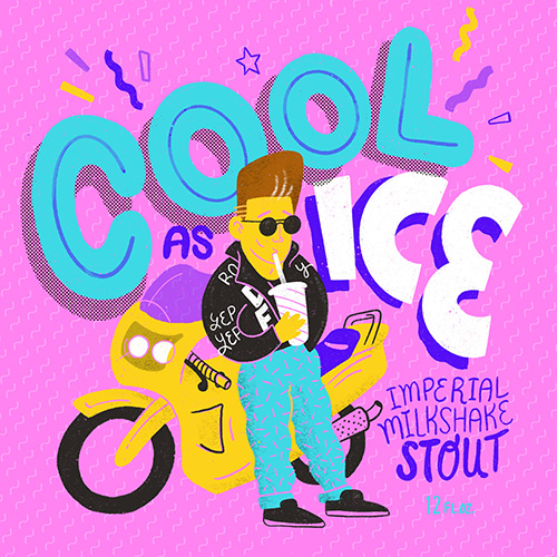 Final artwork of a craft beer label for Cool As Ice Imperial Milkshake Stout