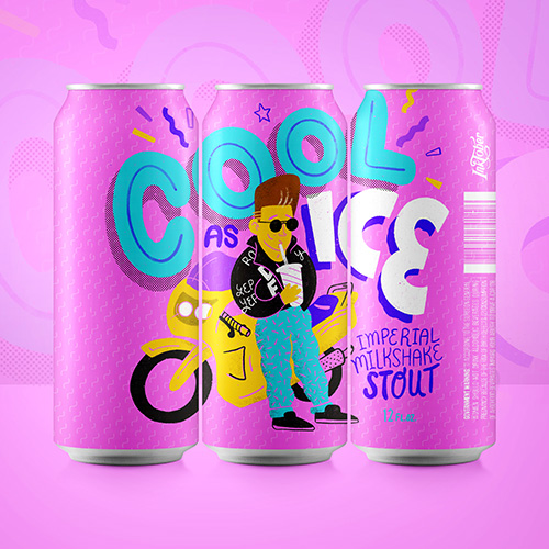 Final artwork of a craft beer label for Cool As Ice Imperial Milkshake Stout