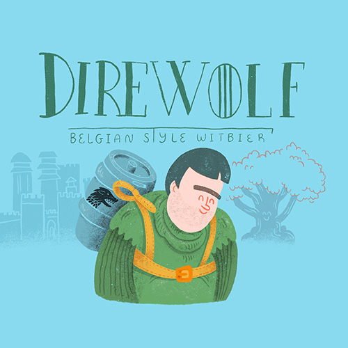 Final artwork of a craft beer label for Direwolf Belgian Style Witbier