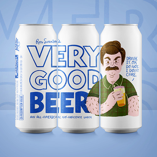 Final artwork of a craft beer label for Ron Swanson's Very Good Beer
